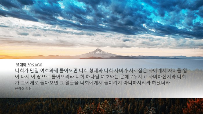 역대하 30:9 KOR Desktop Wallpaper - 너희가 만일 여호와께 돌아오면 너희 - Desktop Bible Verse Wallpaper