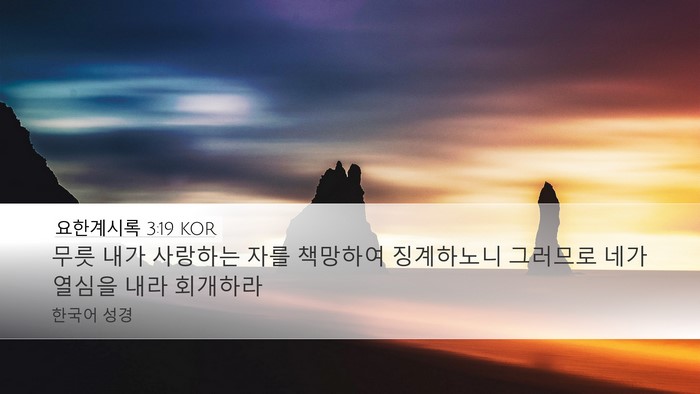 요한계시록 3:19 KOR Bible Verse Image
