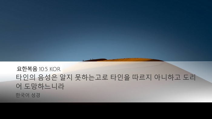 요한복음 10:5 KOR Bible Verse Image