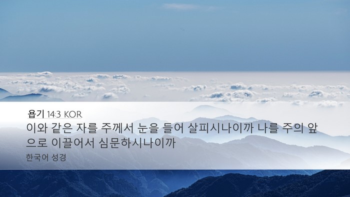 욥기 14:3 KOR Desktop Wallpaper - 이와 같은 자를 주께서 눈을 들어 - Desktop Bible Verse Wallpaper