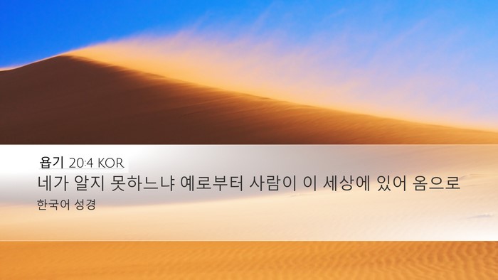욥기 20:4 KOR Bible Verse Image