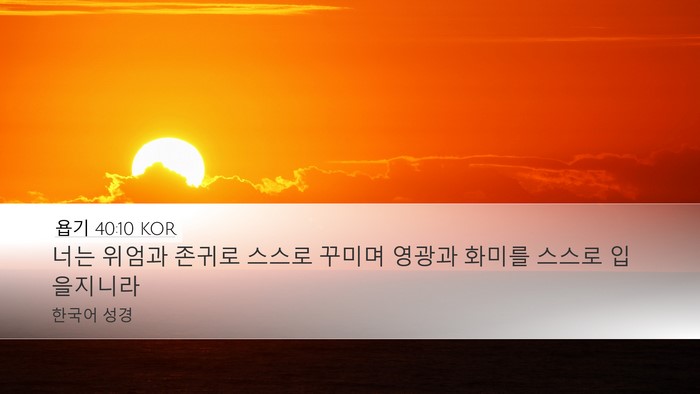 욥기 40:10 KOR Bible Verse Image