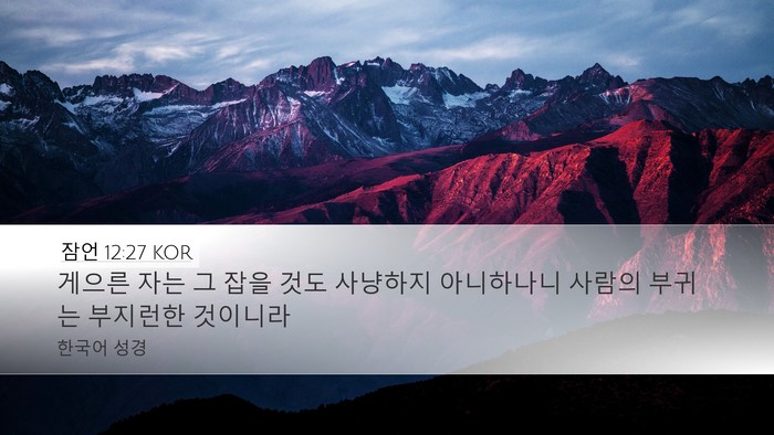잠언 12:27 KOR Bible Verse Image