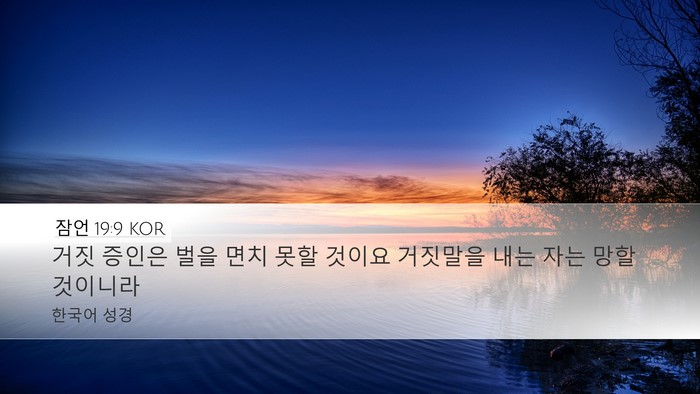 잠언 19:9 KOR Desktop Wallpaper - 거짓 증인은 벌을 면치 못할 것이요 - Desktop Bible Verse Wallpaper