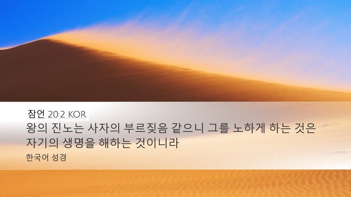 잠언 20:2 KOR Bible Verse Image