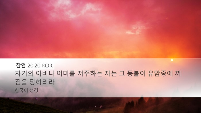 잠언 20:20 KOR Bible Verse Image