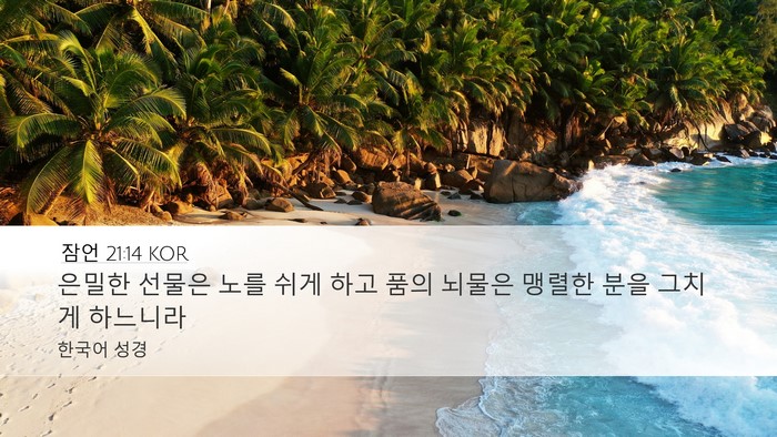 잠언 21:14 KOR Bible Verse Image