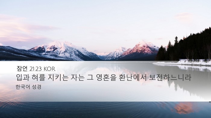 잠언 21:23 KOR Bible Verse Image