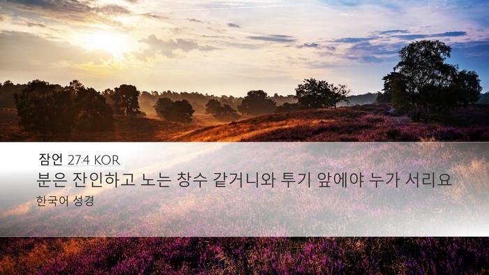 잠언 27:4 KOR Bible Verse Image