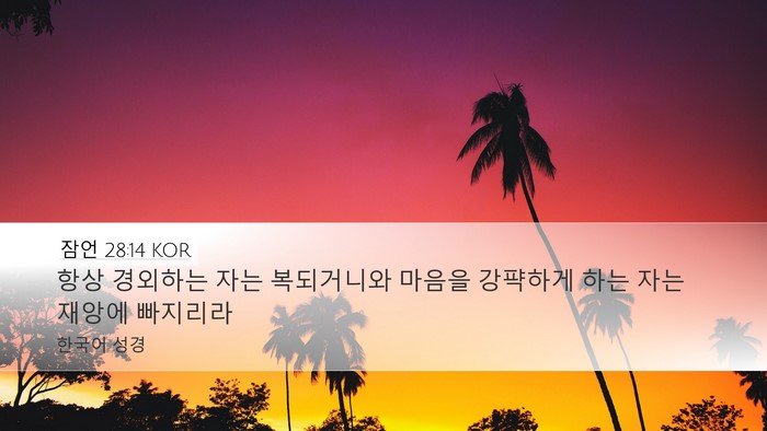 잠언 28:14 KOR Bible Verse Image