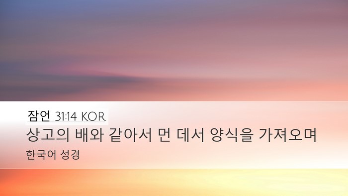 잠언 31:14 KOR Desktop Wallpaper - 상고의 배와 같아서 먼 데서 양식을 - Desktop Bible Verse Wallpaper