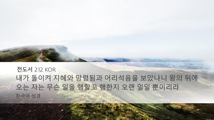 전도서 2:12 KOR Desktop Wallpaper - 내가 돌이켜 지혜와 망령됨과 - Desktop Bible Verse Wallpaper