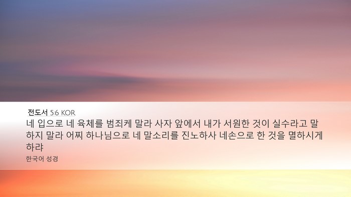 전도서 5:6 KOR Bible Verse Image