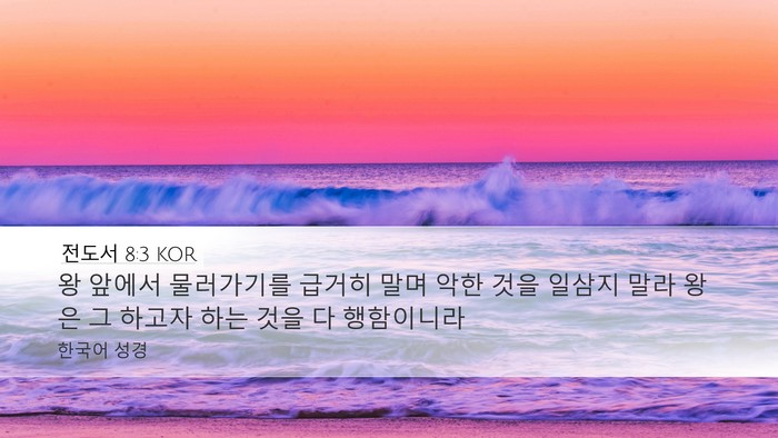 전도서 8:3 KOR Bible Verse Image
