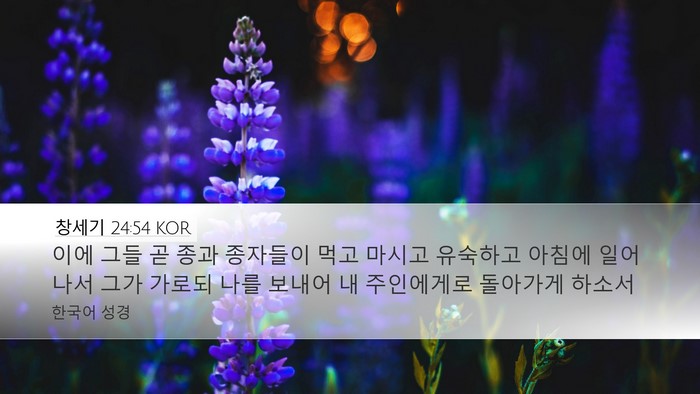 창세기 24:54 KOR Desktop Wallpaper - 이에 그들 곧 종과 종자들이 먹고 - Desktop Bible Verse Wallpaper