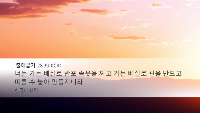 출애굽기 28:39 KOR Bible Verse Image