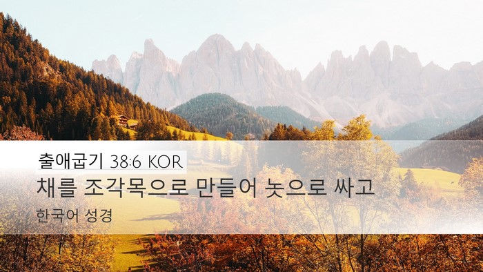 출애굽기 38:6 KOR Desktop Wallpaper - 채를 조각목으로 만들어 놋으로 - Desktop Bible Verse Wallpaper