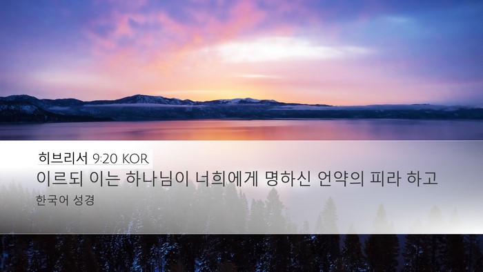 히브리서 9:20 KOR Desktop Wallpaper - 이르되 이는 하나님이 너희에게 - Desktop Bible Verse Wallpaper