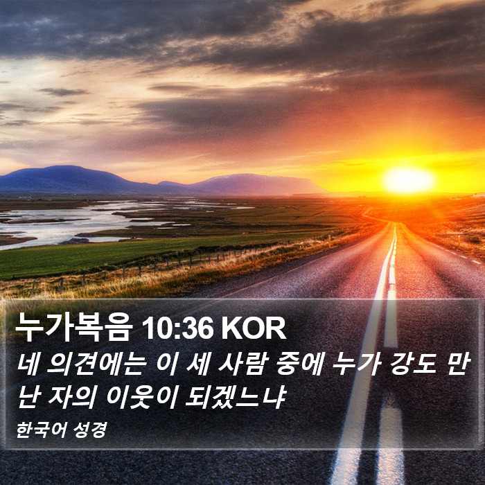 누가복음 10:36 KOR - 네 의견에는 이 세 사람 중에 누가