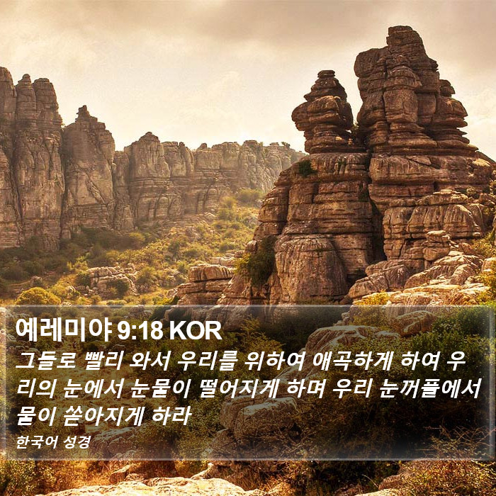 예레미야 9:18 KOR - 그들로 빨리 와서 우리를 위하여