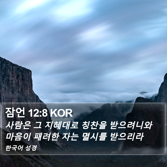 잠언 12:8 KOR - 사람은 그 지혜대로 칭찬을