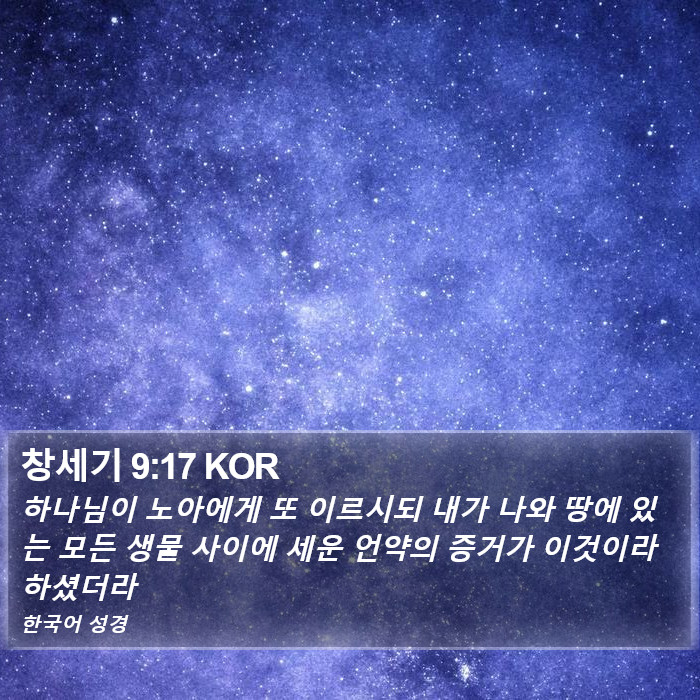 창세기 9:17 KOR - 하나님이 노아에게 또 이르시되 내가