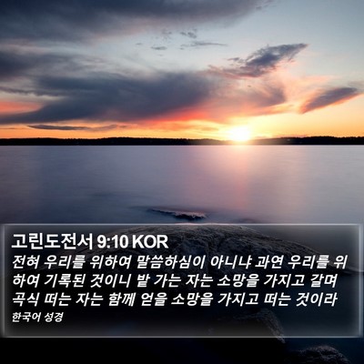고린도전서 9:10 KOR Bible Verse Image
