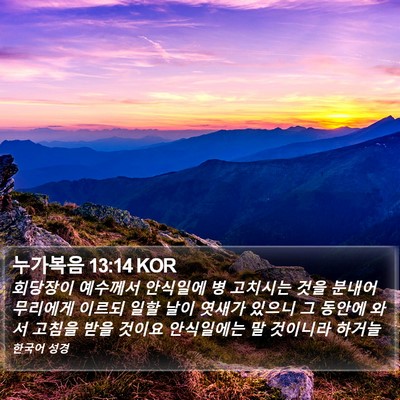 누가복음 13:14 KOR Bible Verse Image