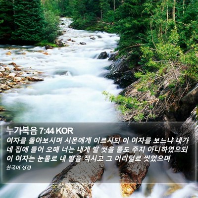 누가복음 7:44 KOR Bible Verse Image