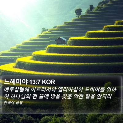 느헤미야 13:7 KOR Bible Verse Image