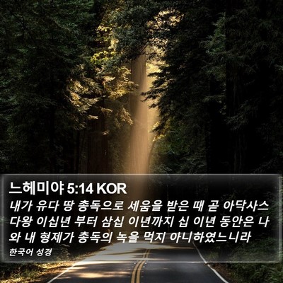 느헤미야 5:14 KOR Bible Verse Image