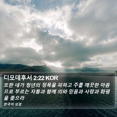 디모데후서 2:22 KOR Bible Verse Image