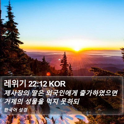 레위기 22:12 KOR Bible Verse Image