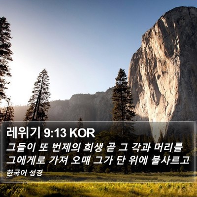 레위기 9:13 KOR Bible Verse Image