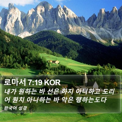 로마서 7:19 KOR Bible Verse Image