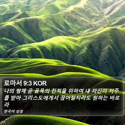 로마서 9:3 KOR Bible Verse Image