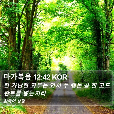 마가복음 12:42 KOR Bible Verse Image