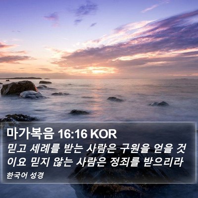 마가복음 16:16 KOR Bible Verse Image