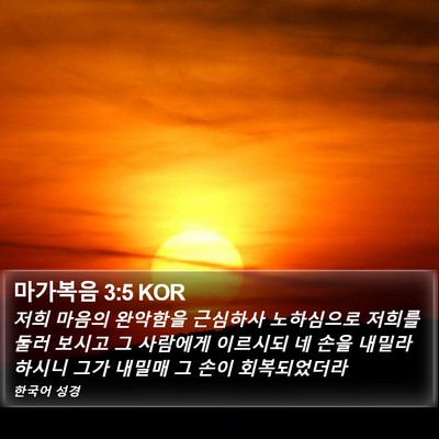 마가복음 3:5 KOR Bible Verse Image