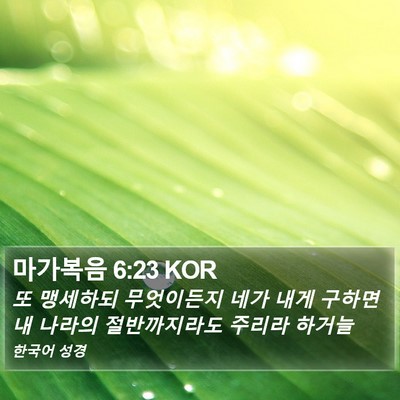 마가복음 6:23 KOR Bible Verse Image