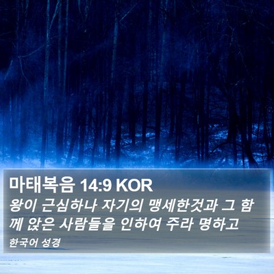 마태복음 14:9 KOR Bible Verse Image