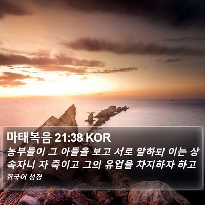 마태복음 21:38 KOR Bible Verse Image