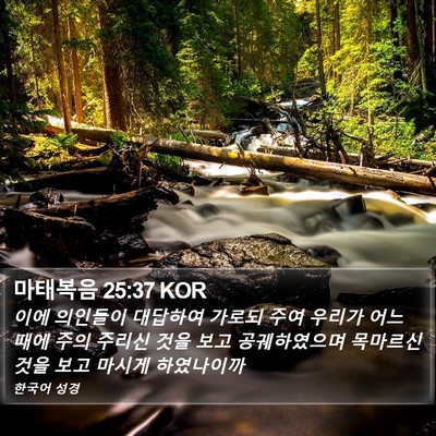 마태복음 25:37 KOR Bible Verse Image