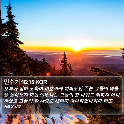 민수기 16:15 KOR Bible Verse Image