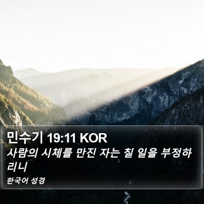 민수기 19:11 KOR Bible Verse Image