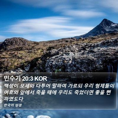 민수기 20:3 KOR Bible Verse Image