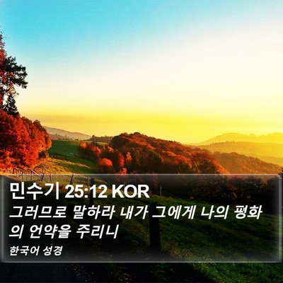 민수기 25:12 KOR Bible Verse Image