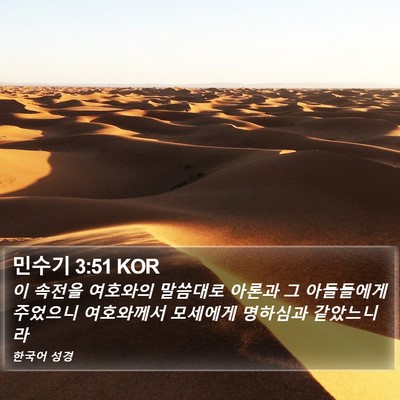 민수기 3:51 KOR Bible Verse Image