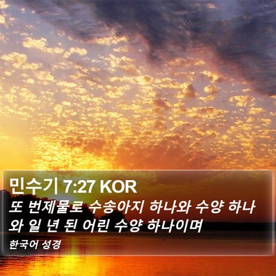 민수기 7:27 KOR Bible Verse Image