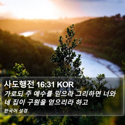 사도행전 16:31 KOR Bible Verse Image
